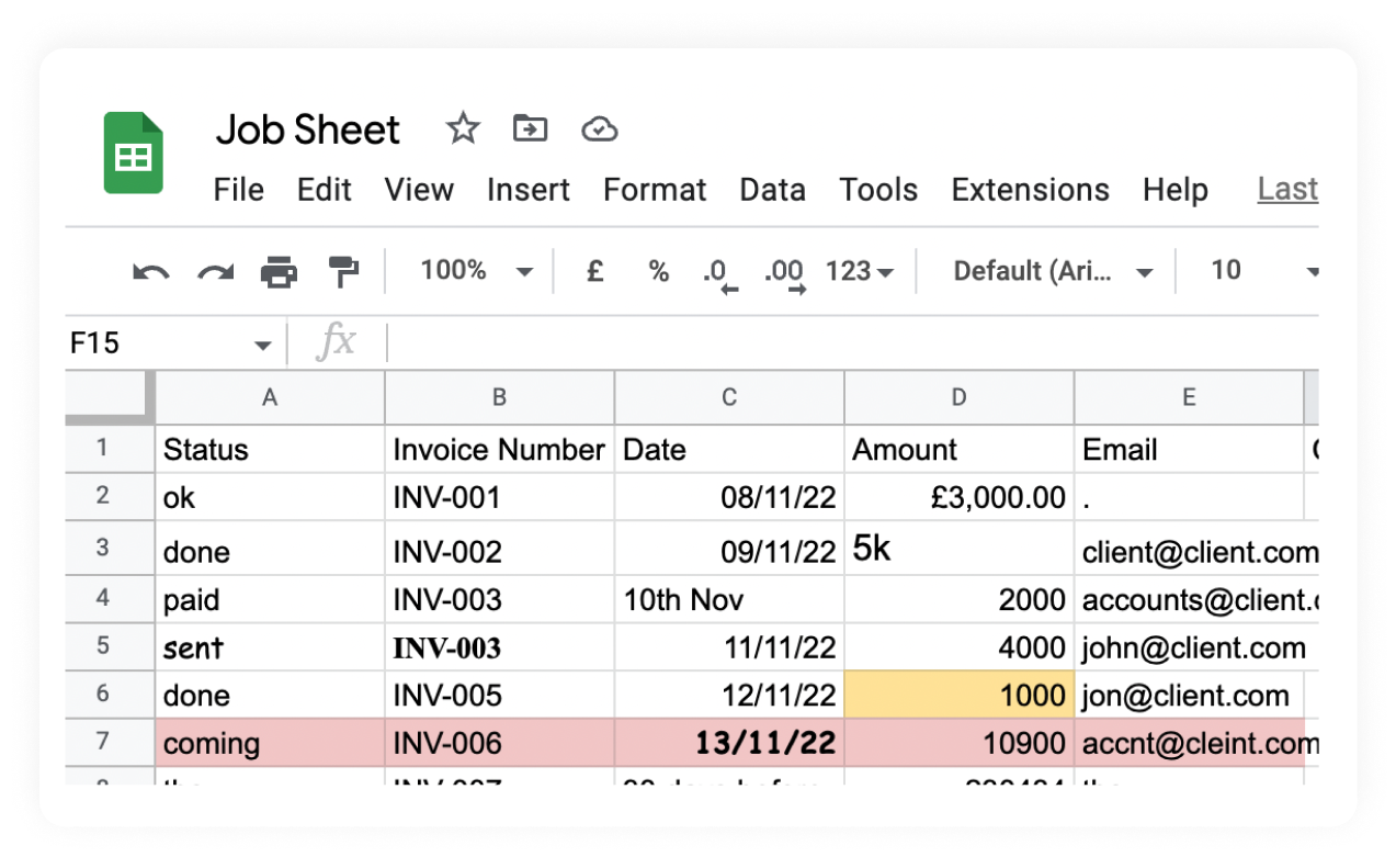 Messy Spreadsheet