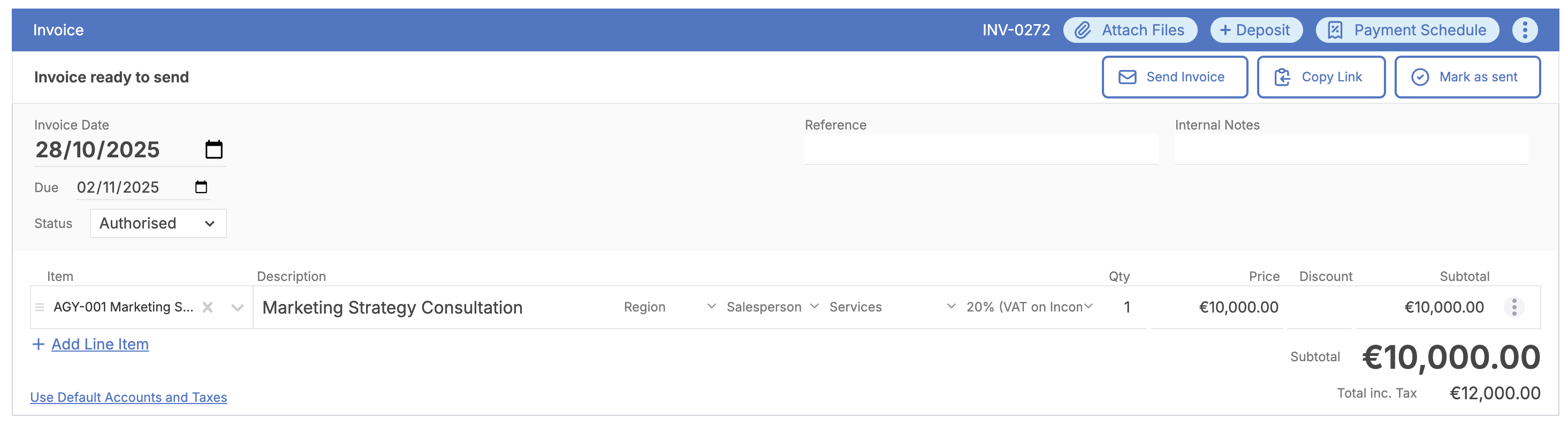 Invoice ready to send