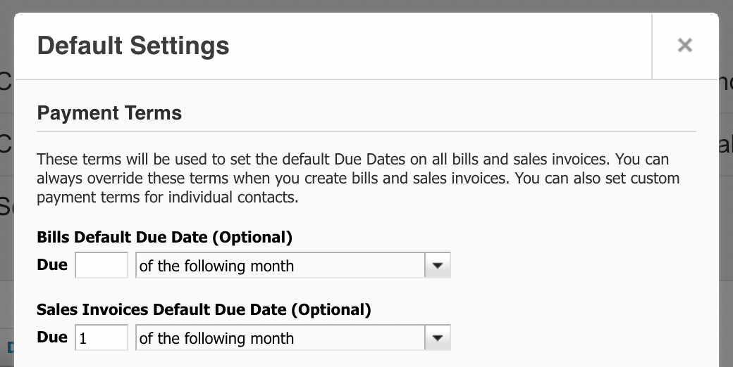 Xero due date settings