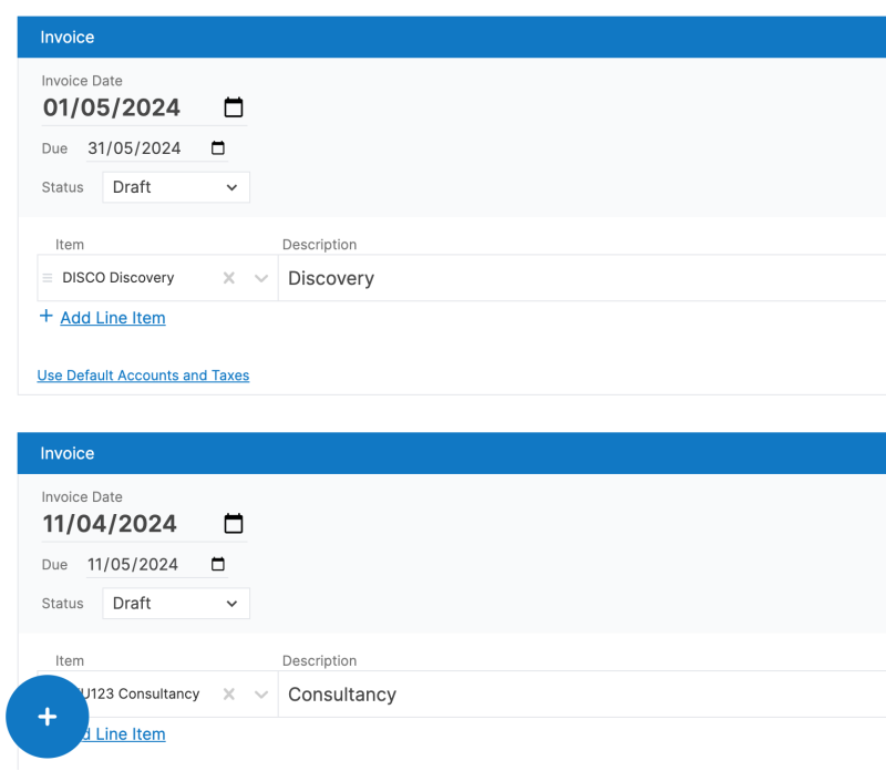 Invoices split by billing start date