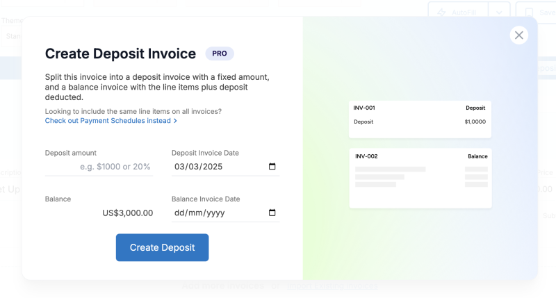Create Deposit Window