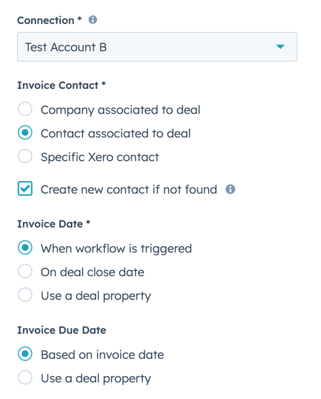 Screenshot of settings