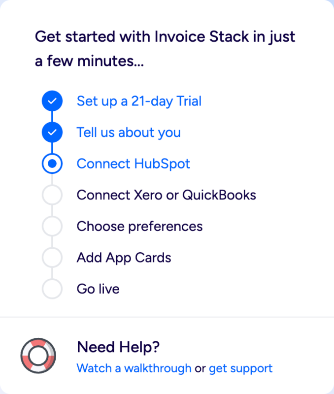 Screenshot of Onboarding Steps